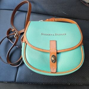 Dooney & Bourke Teal and Tan Crossbody Bag Claremont Field Purse